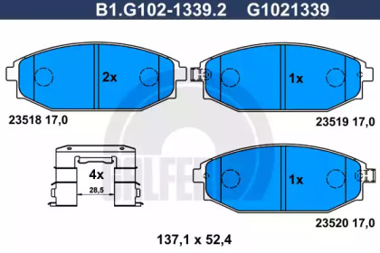 Комплект тормозных колодок GALFER B1.G102-1339.2