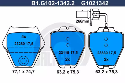 Комплект тормозных колодок GALFER B1.G102-1342.2