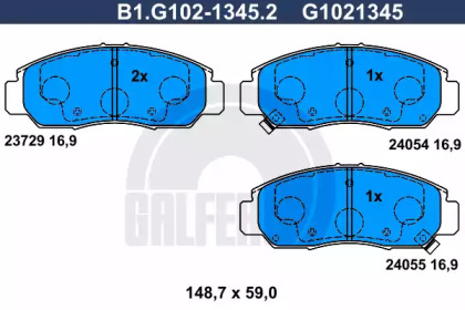 Комплект тормозных колодок GALFER B1.G102-1345.2