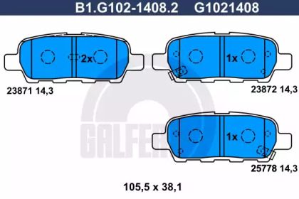 Комплект тормозных колодок GALFER B1.G102-1408.2