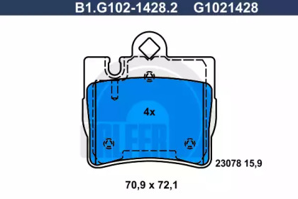 Комплект тормозных колодок GALFER B1.G102-1428.2