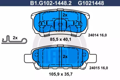 Комплект тормозных колодок GALFER B1.G102-1448.2