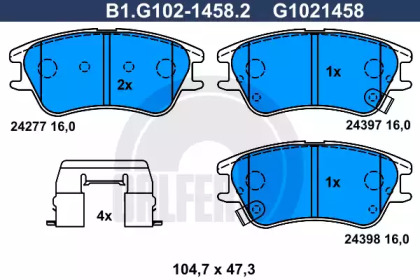 Комплект тормозных колодок GALFER B1.G102-1458.2