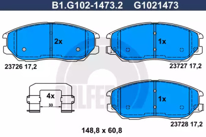 Комплект тормозных колодок GALFER B1.G102-1473.2