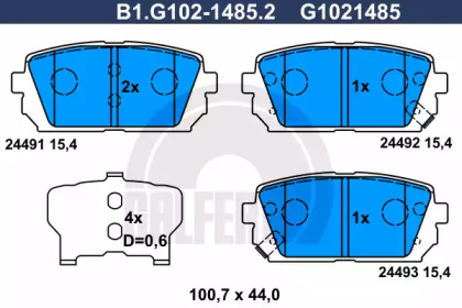 Комплект тормозных колодок GALFER B1.G102-1485.2