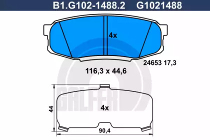 Комплект тормозных колодок GALFER B1.G102-1488.2