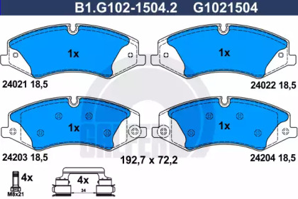 Комплект тормозных колодок GALFER B1.G102-1504.2