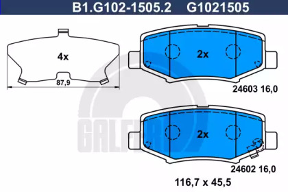 Комплект тормозных колодок GALFER B1.G102-1505.2