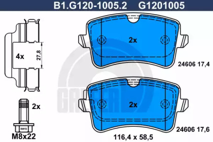 Комплект тормозных колодок GALFER B1.G120-1005.2