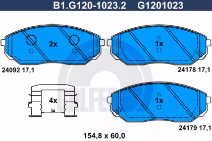 Комплект тормозных колодок GALFER B1.G120-1023.2