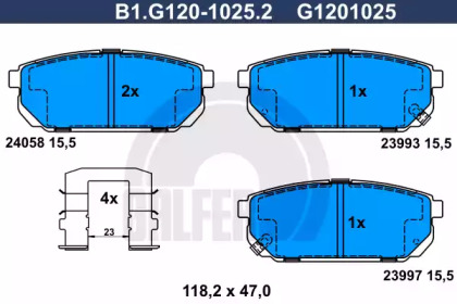 Комплект тормозных колодок GALFER B1.G120-1025.2