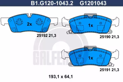 Комплект тормозных колодок GALFER B1.G120-1043.2