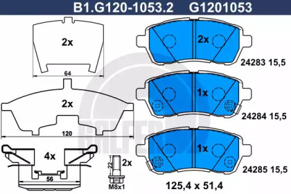 Комплект тормозных колодок GALFER B1.G120-1053.2