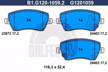 Комплект тормозных колодок GALFER B1.G120-1059.2