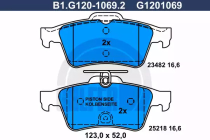 Комплект тормозных колодок GALFER B1.G120-1069.2