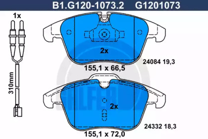 Комплект тормозных колодок GALFER B1.G120-1073.2