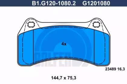 Комплект тормозных колодок GALFER B1.G120-1080.2