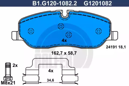 Комплект тормозных колодок GALFER B1.G120-1082.2