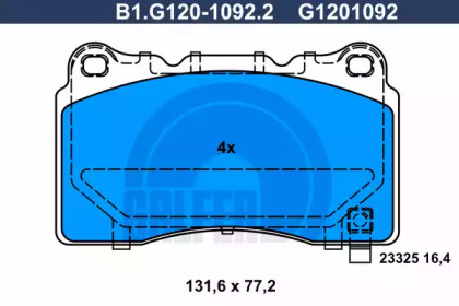 Комплект тормозных колодок GALFER B1.G120-1092.2