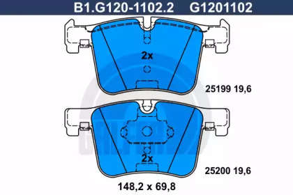 Комплект тормозных колодок GALFER B1.G120-1102.2