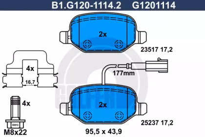 Комплект тормозных колодок GALFER B1.G120-1114.2