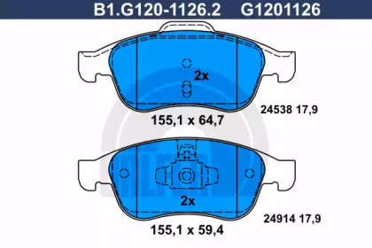 Комплект тормозных колодок GALFER B1.G120-1126.2