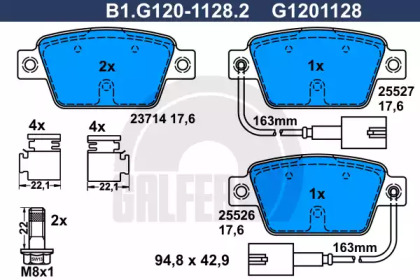 Комплект тормозных колодок GALFER B1.G120-1128.2