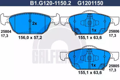 Комплект тормозных колодок GALFER B1.G120-1150.2