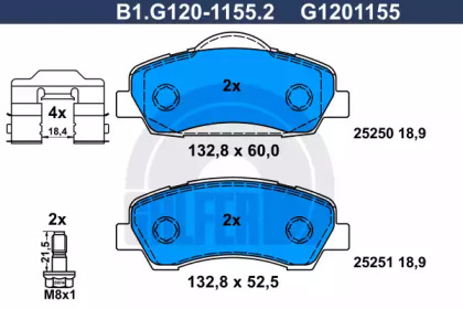 Комплект тормозных колодок GALFER B1.G120-1155.2