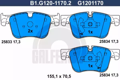 Комплект тормозных колодок GALFER B1.G120-1170.2