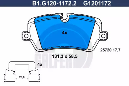 Комплект тормозных колодок GALFER B1.G120-1172.2