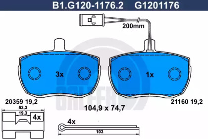 Комплект тормозных колодок GALFER B1.G120-1176.2