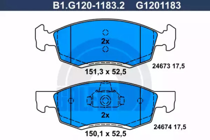 Комплект тормозных колодок GALFER B1.G120-1183.2