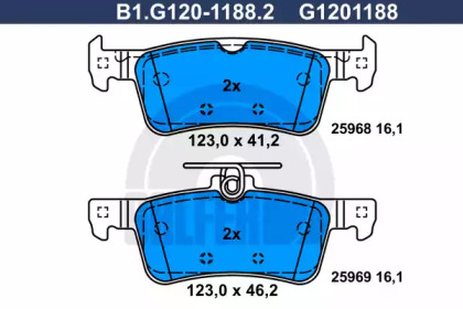 Комплект тормозных колодок GALFER B1.G120-1188.2