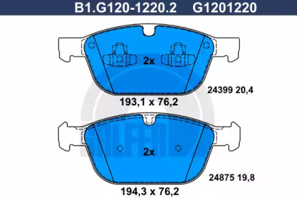 Комплект тормозных колодок GALFER B1.G120-1220.2