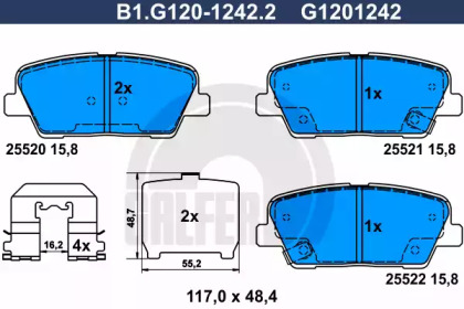 Комплект тормозных колодок GALFER B1.G120-1242.2