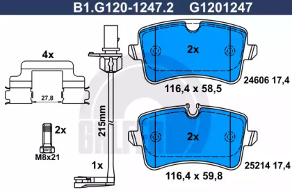 Комплект тормозных колодок GALFER B1.G120-1247.2