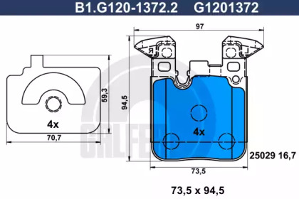 Комплект тормозных колодок GALFER B1.G120-1372.2