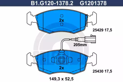 Комплект тормозных колодок GALFER B1.G120-1378.2