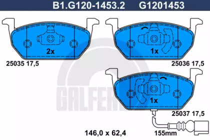 Комплект тормозных колодок GALFER B1.G120-1453.2