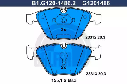 Комплект тормозных колодок GALFER B1.G120-1486.2