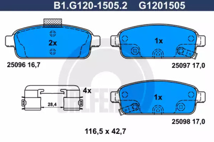 Комплект тормозных колодок GALFER B1.G120-1505.2