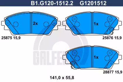 Комплект тормозных колодок GALFER B1.G120-1512.2