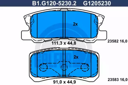 Комплект тормозных колодок GALFER B1.G120-5230.2