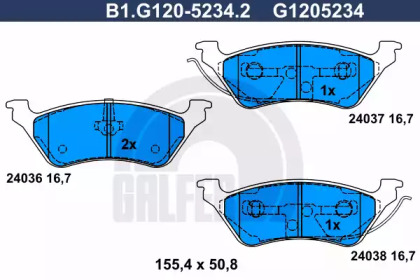 Комплект тормозных колодок GALFER B1.G120-5234.2