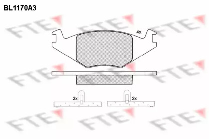 Комплект тормозных колодок FTE BL1170A3