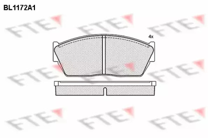 Комплект тормозных колодок, дисковый тормоз FTE BL1172A1