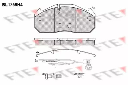 Комплект тормозных колодок, дисковый тормоз FTE BL1759H4