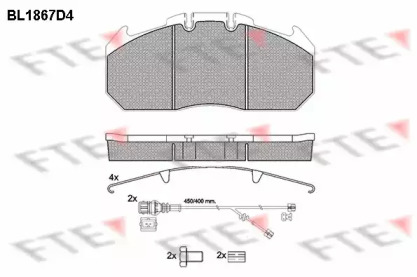 Комплект тормозных колодок FTE BL1867D4