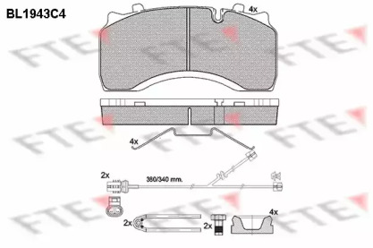 Комплект тормозных колодок FTE BL1943C4